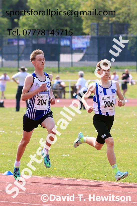 Boys Under-15s 800 metres, 2024 North Eastern Track and Field Champs., Middlesbrough.  Photo: David T. Hewitson/Sports for All Pics